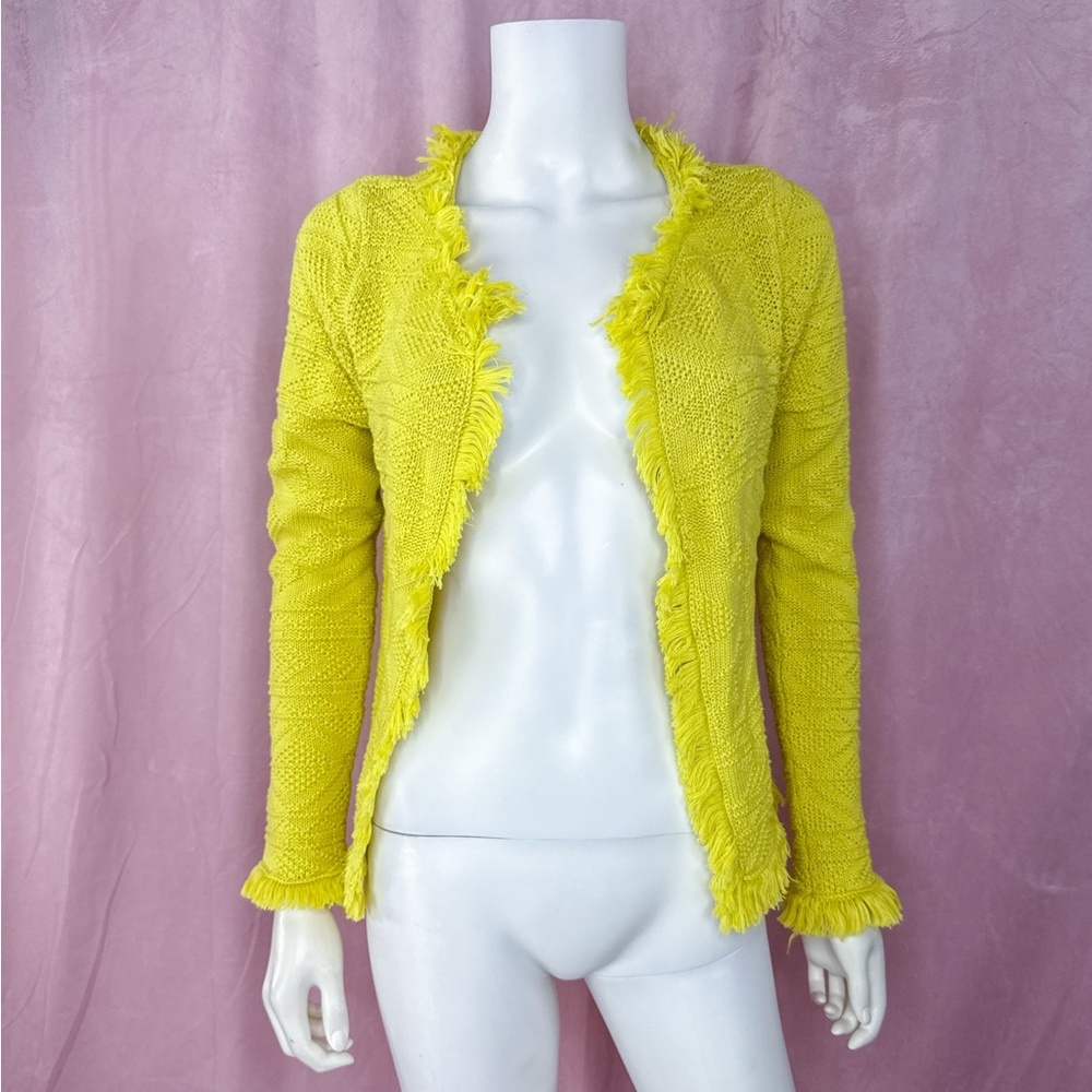 Nina Raynor Womens 100% Cotton Fringe Coat Sweater Size XS Colorful
